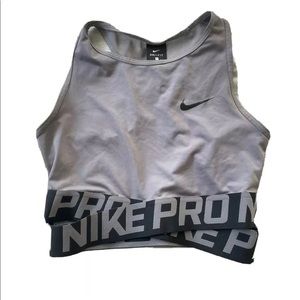 Nike Pro intertwist Crop Top Sports Bra Gray Racer